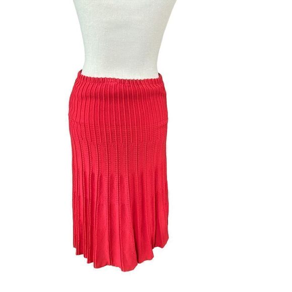 Red Stizzoli Pleated Pointelle Skirt Italy - Picture 2 of 12